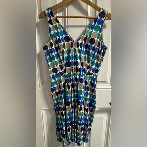 Banana Republic Polka Dot Fit & Flare Dress Size 4 Blue Teal Sleeveless Dress